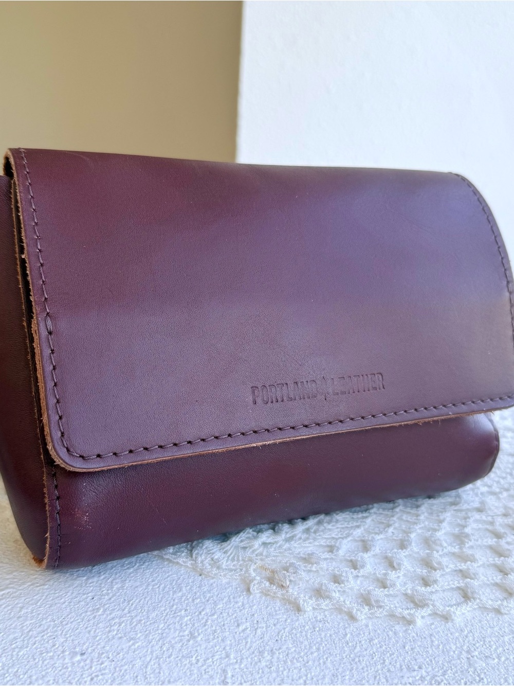 Portland Leather Burgundy Full Grain Leather Crossbody Bag Minimalist